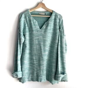 Soft Surroundings soft textured long sleeve top green size small